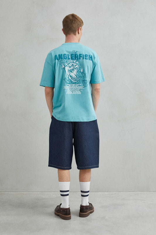 Parte trasera de camiseta oversize de algodón con corte recto y sin estampado