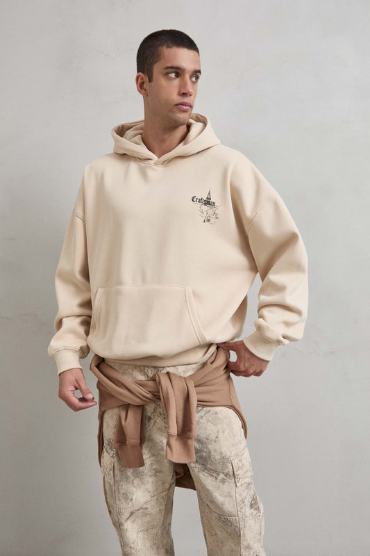 Estampado frontal CRAFTSMAN en sudadera beige