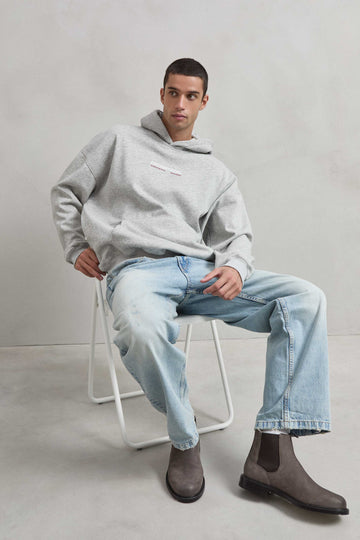 Sudadera gris jaspe con estampado puff CITYSIGHTSEEING en el frente