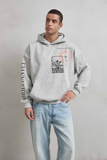 Estampado ELEGANT AROMA con flores en sudadera gris jaspe