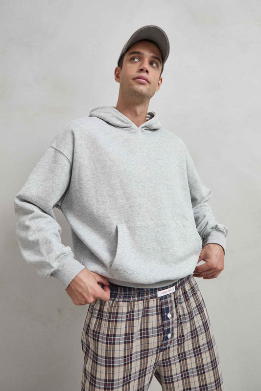 Sudadera OVERSIZE gris para hombre, estilo casual y cómodo