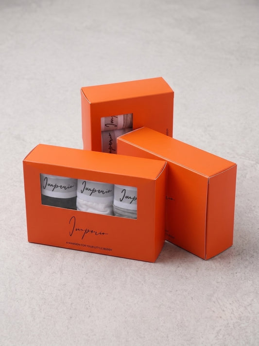 Pack de bóxers Imperio Corinto presentado en caja naranja