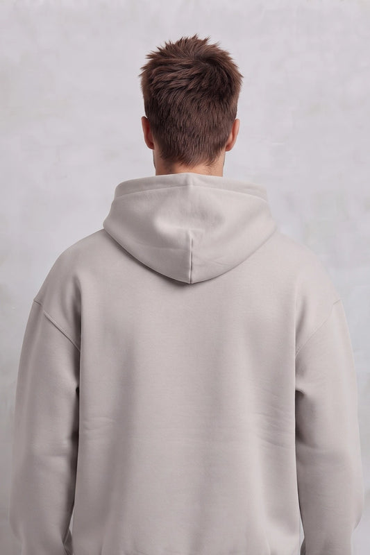 Espalda lisa y capucha de la sudadera gris claro oversize
