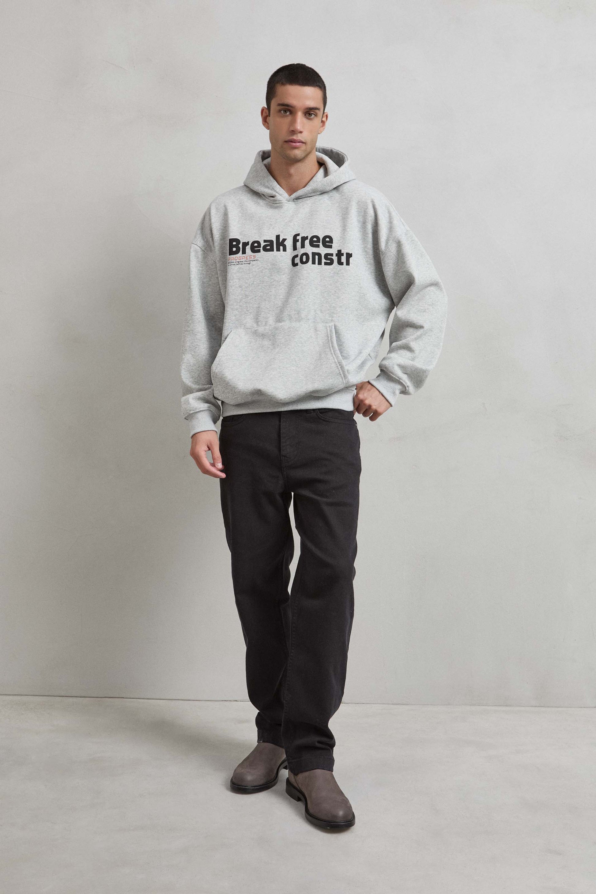 Look completo con sudadera gris jaspe BREAK FREEE CONSTR