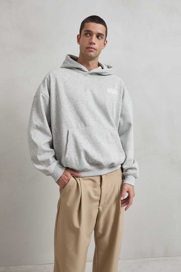 Sudadera gris jaspe con estampado delantero TIME TO GO WEST en serigrafía