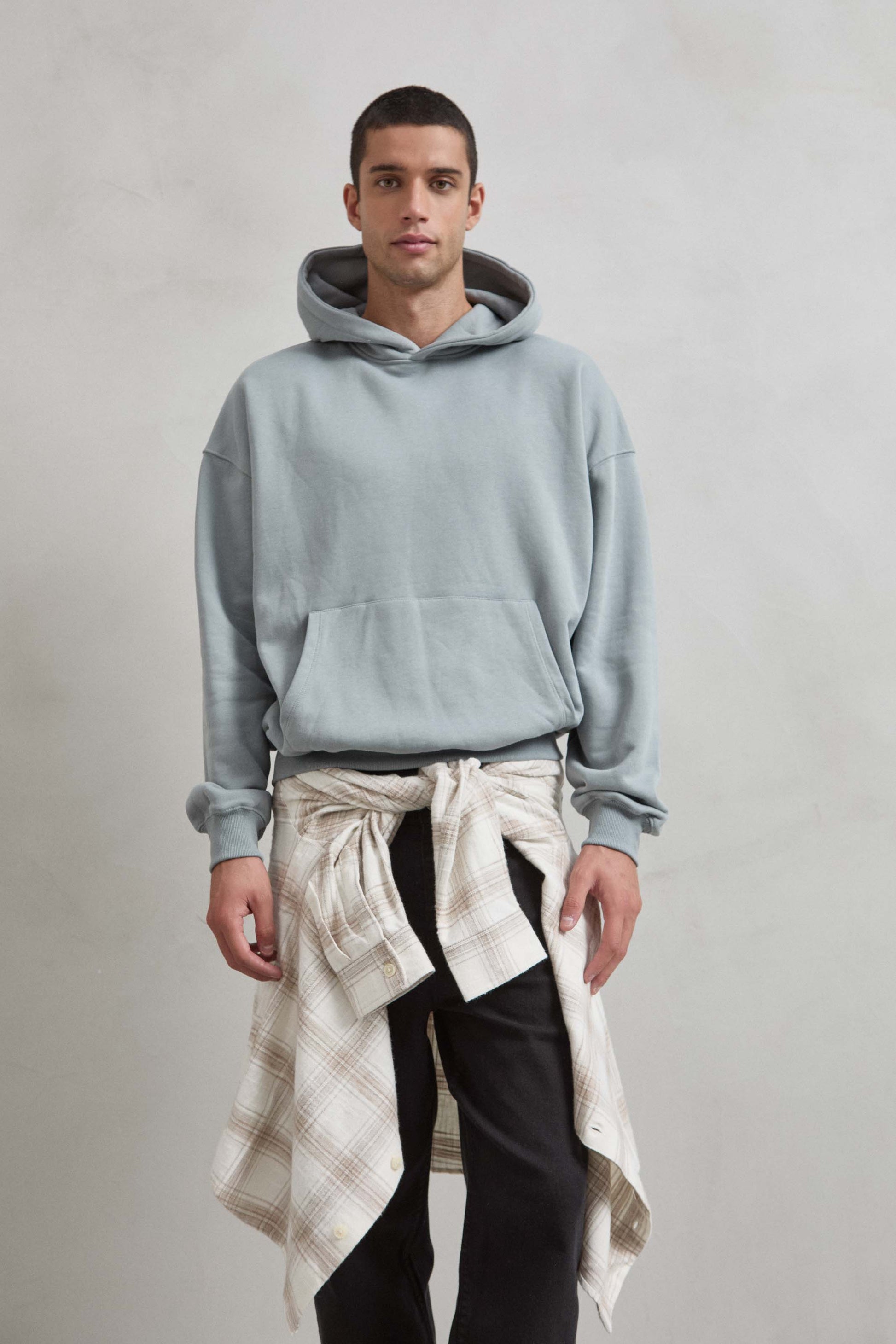 Sudadera OVERSIZE verde para hombre, forro de felpa cálido