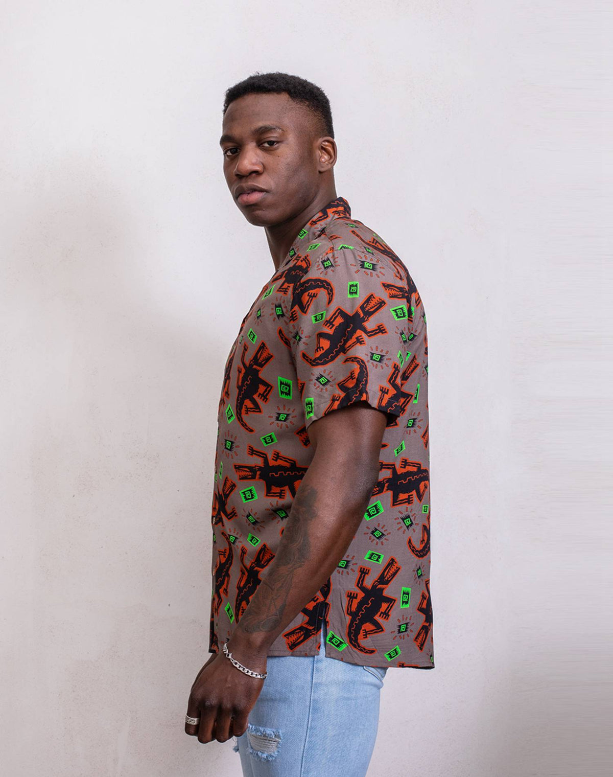 Camisa hawaiana de cocodriloCamisas manga cortaMarronS