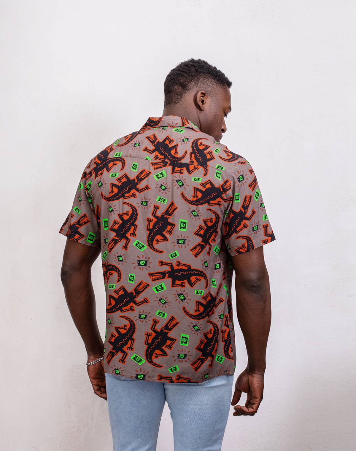 Camisa hawaiana de cocodriloCamisas manga cortaMarronS