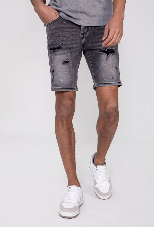 Bermuda vaquera negra con manchas de pinturaPantalones cortosNegro38