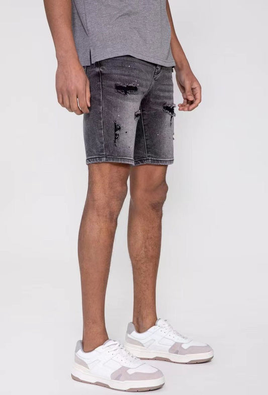 Bermuda vaquera negra con manchas de pinturaPantalones cortosNegro38