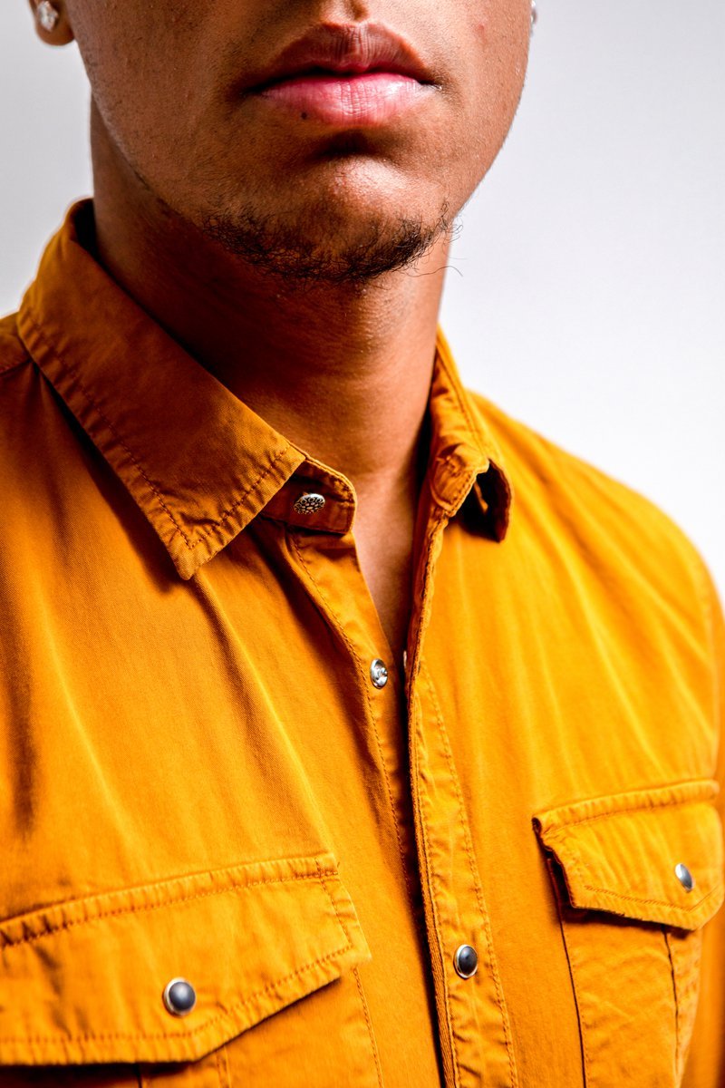 Camisa de algodón amarilloCamisas manga largaAmarilloS