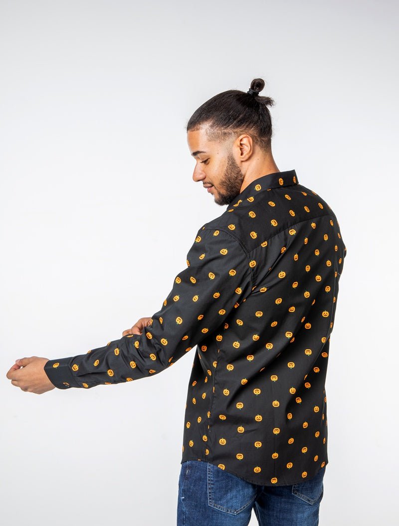 Camisa de calabaza para hombreCamisas manga largaNegroS