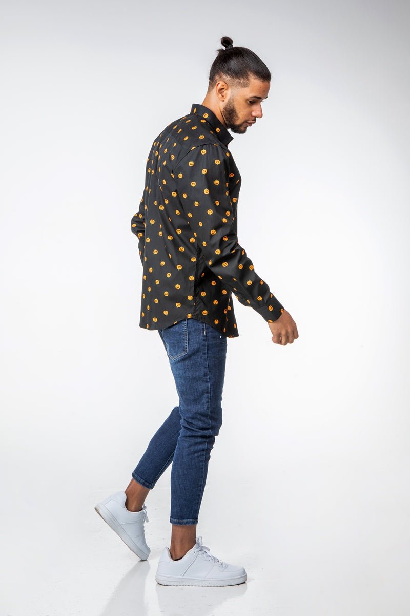 Camisa de calabaza para hombreCamisas manga largaNegroS