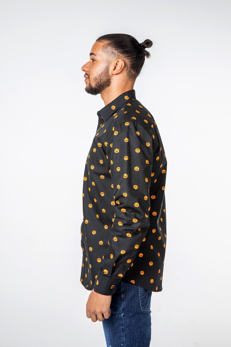 Camisa de calabaza para hombreCamisas manga largaNegroS