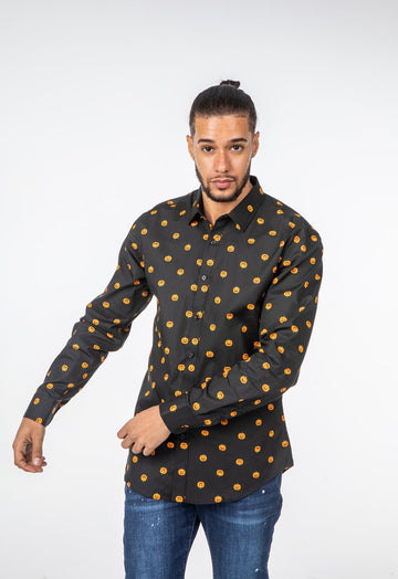 Camisa de calabaza para hombreCamisas manga largaNegroS