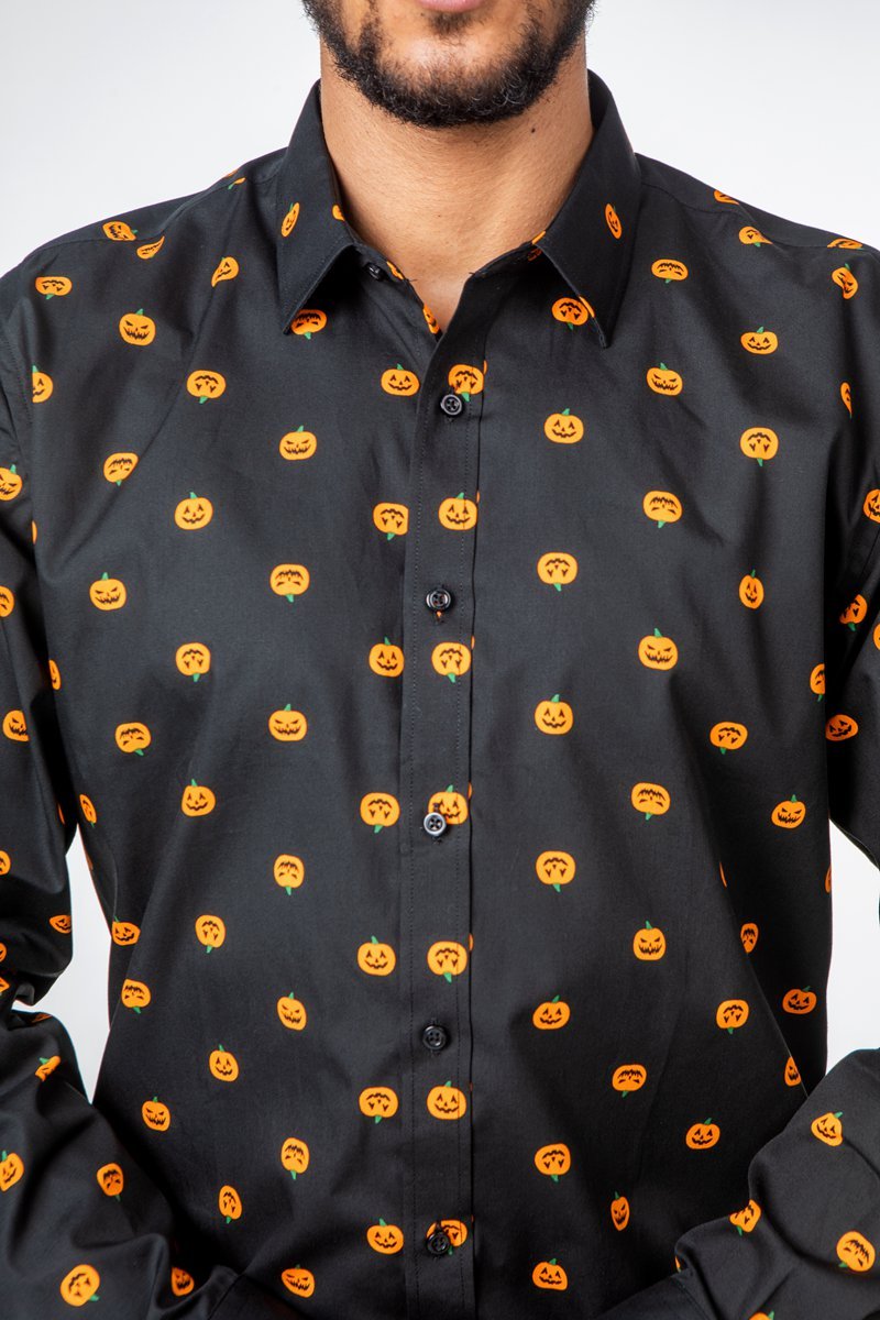 Camisa de calabaza para hombreCamisas manga largaNegroS