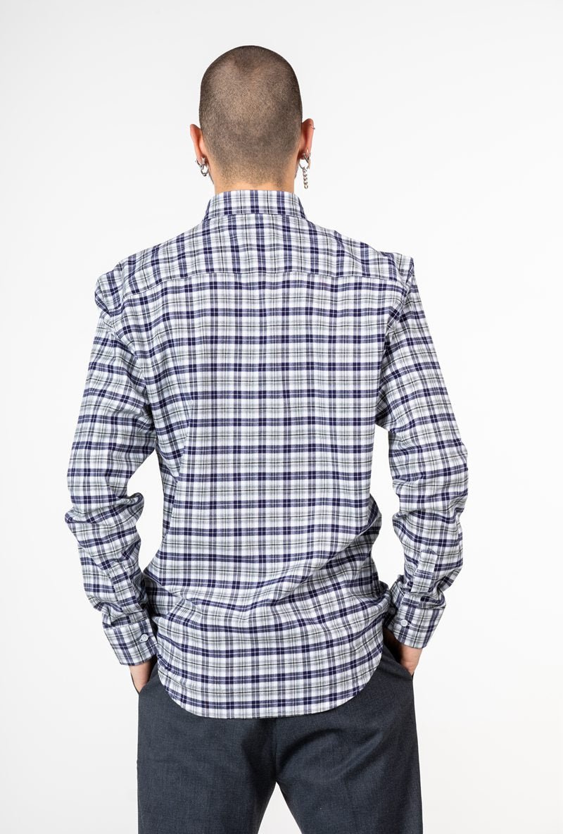 Camisa de franela de cuadros azulesCamisas manga largaBlancoS