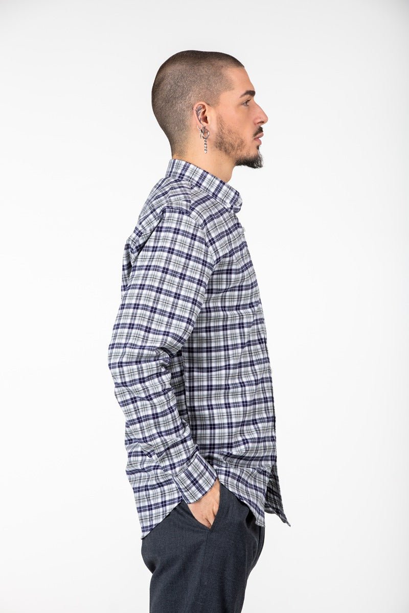 Camisa de franela de cuadros azulesCamisas manga largaBlancoS