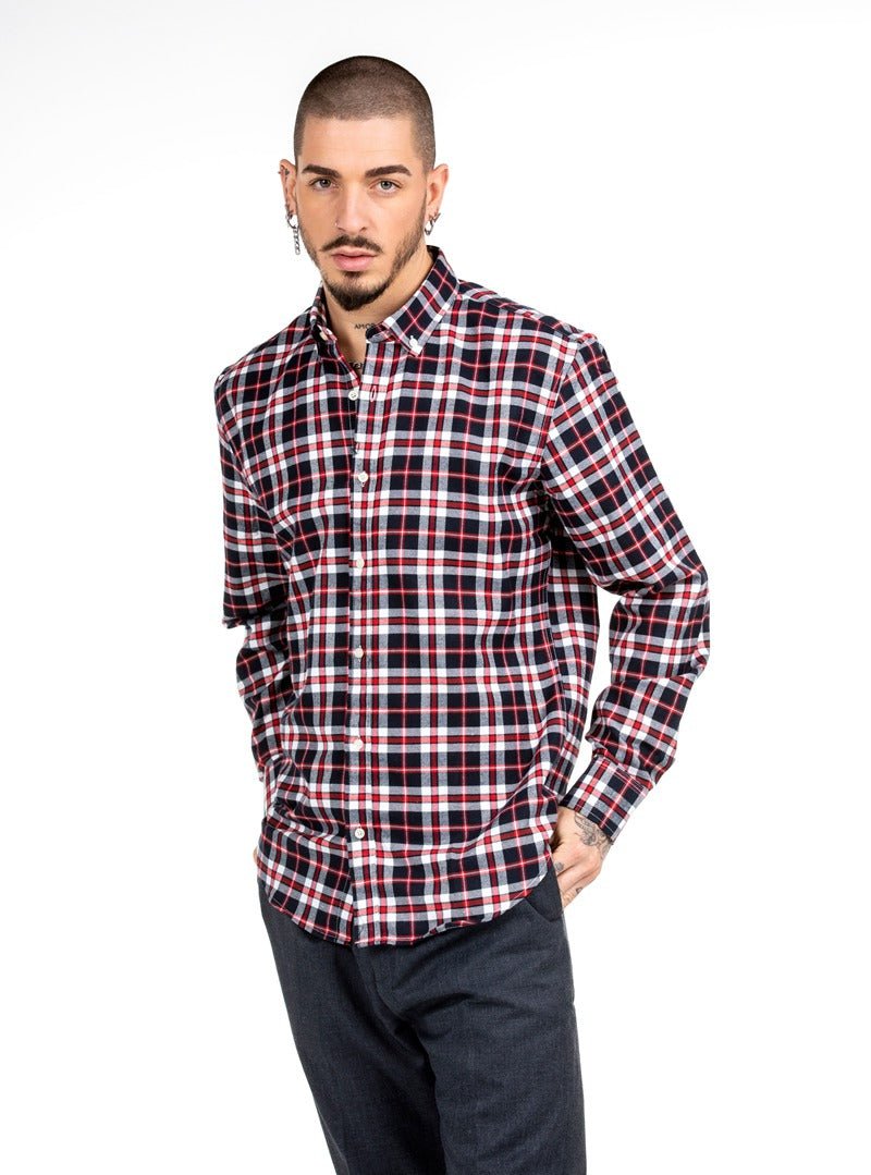 Camisa de franela de cuadros medianosCamisas manga largaGranateS
