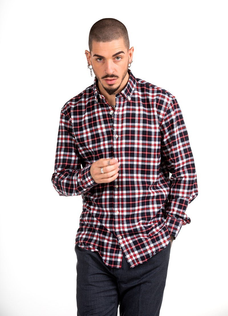 Camisa de franela de cuadros medianosCamisas manga largaGranateS