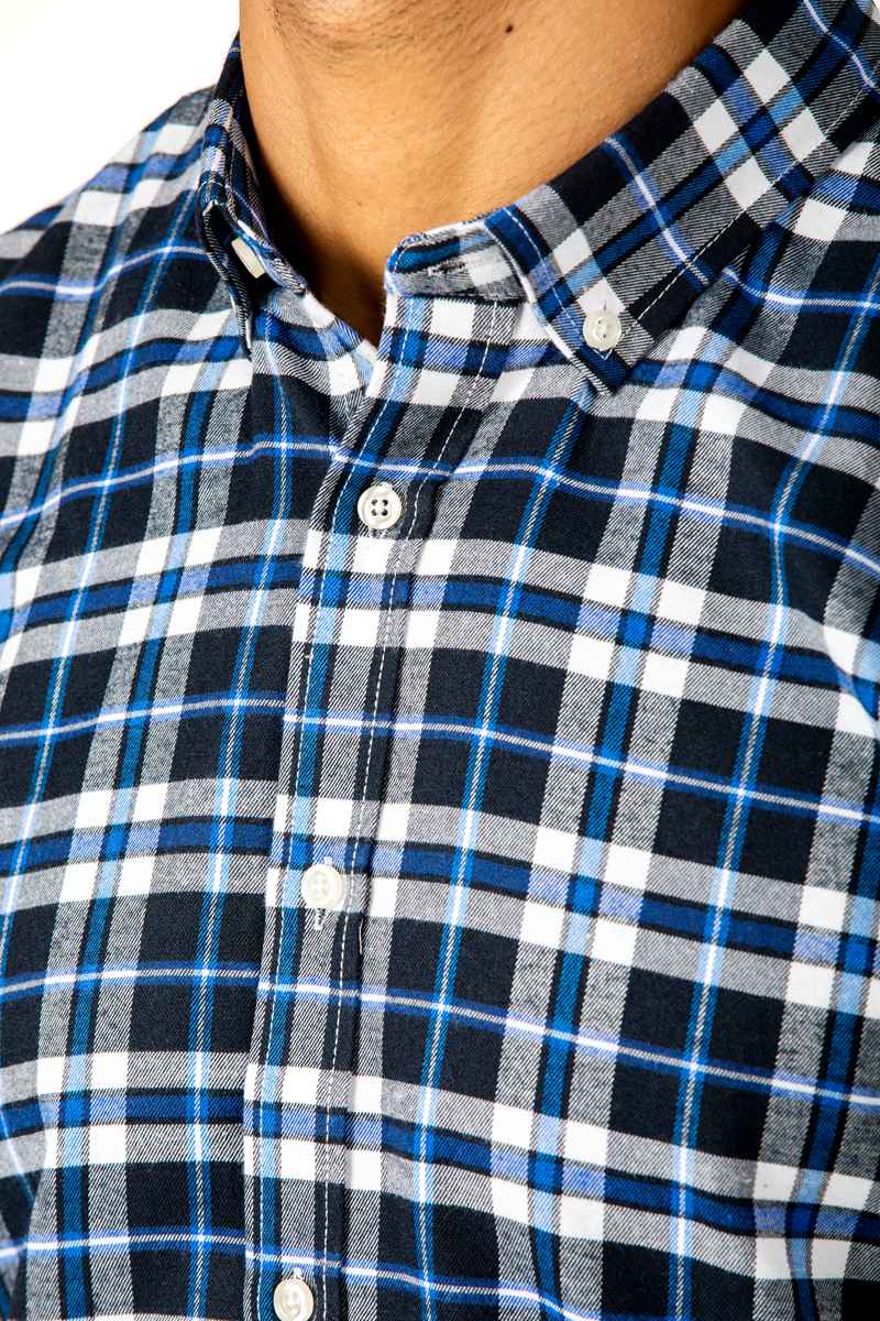 Camisa de franela de cuadros medianosCamisas manga largaAzul marinoS