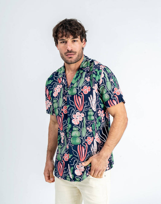 Camisa hawaiana de cactusCamisas manga cortaAzulS