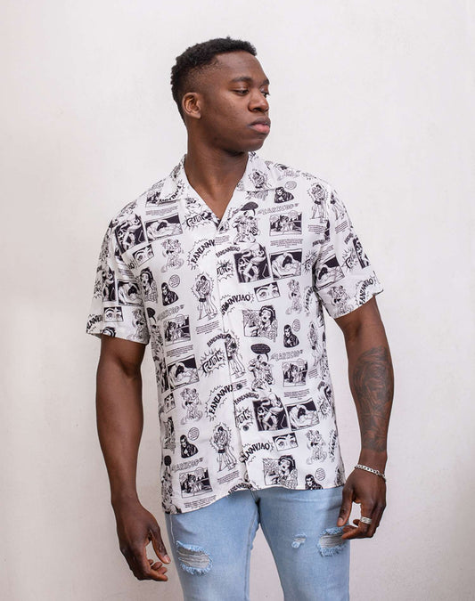 Camisa hawaiana de comicCamisas manga cortaBlancoS