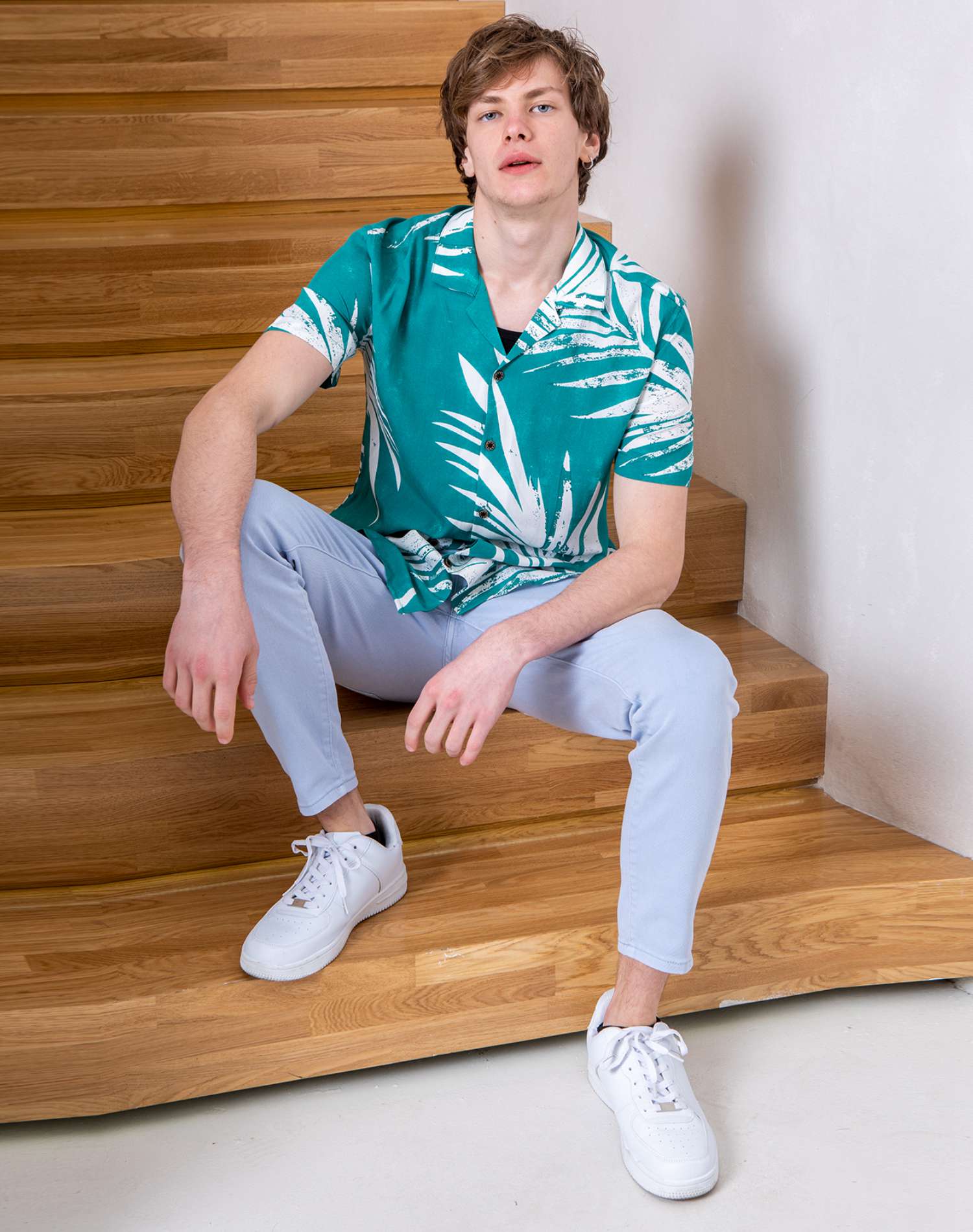 Camisa hawaiana de hojasCamisas manga cortaVerdeS