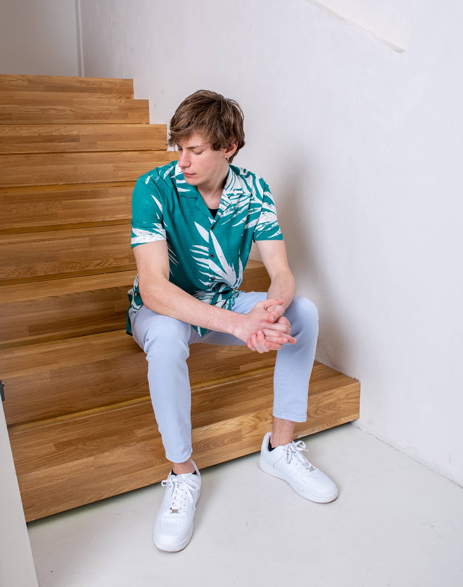 Camisa hawaiana de hojasCamisas manga cortaVerdeS