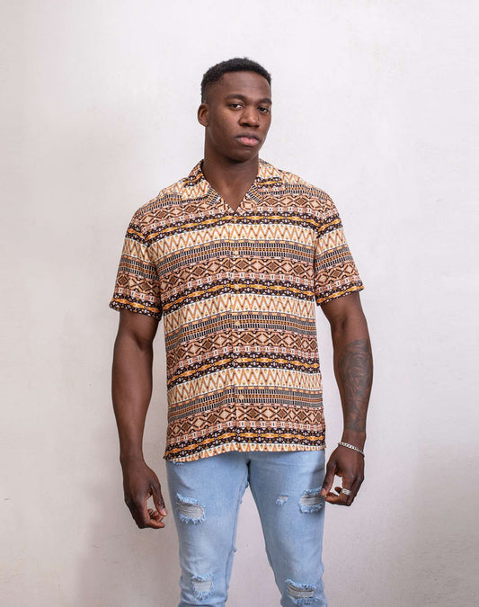 Camisa hawaiana geométricaCamisas manga cortaCamelS