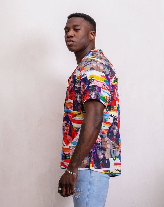 Camisa hawaiana rap star x tentacion y narutoCamisas manga cortaMulti-colorS