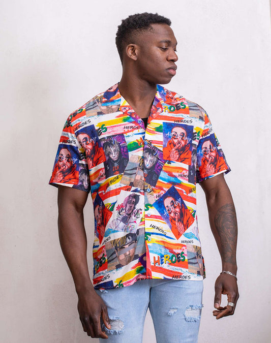 Camisa hawaiana rap star x tentacion y narutoCamisas manga cortaMulti-colorS