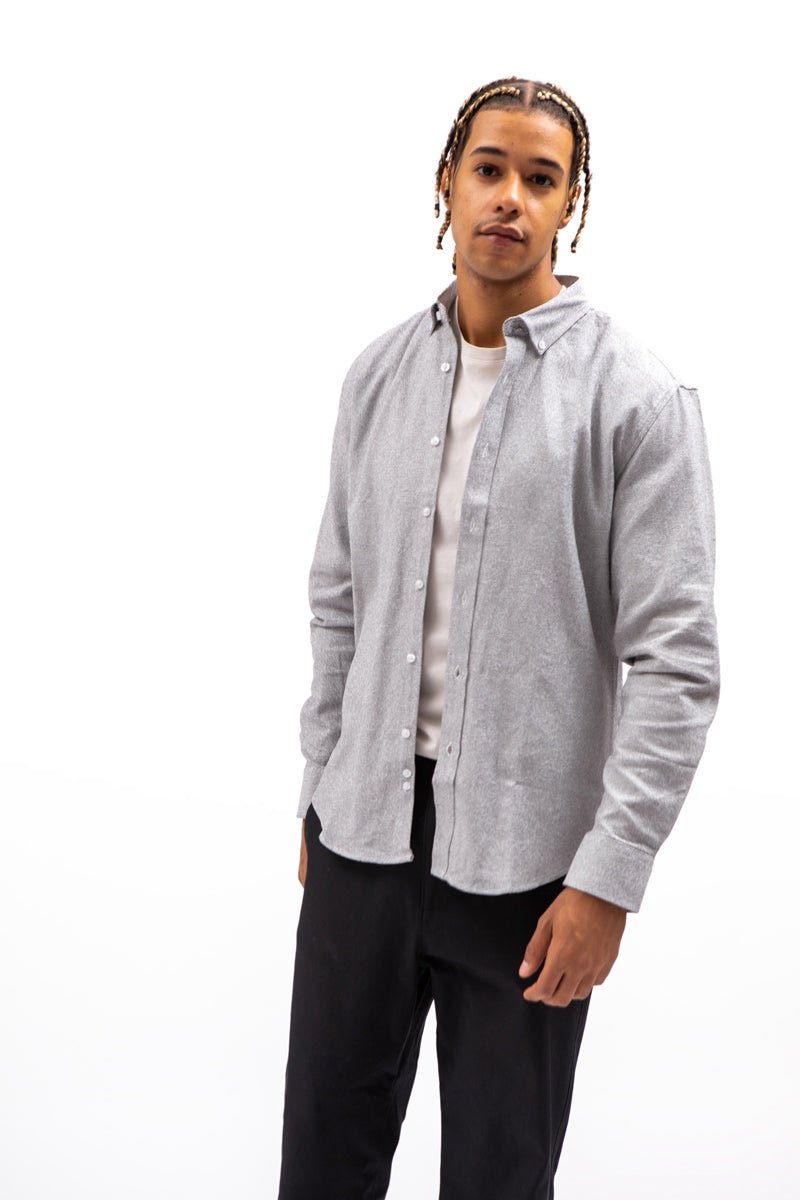 Camisa lisa de otoño en grisCamisas manga largaGrisS