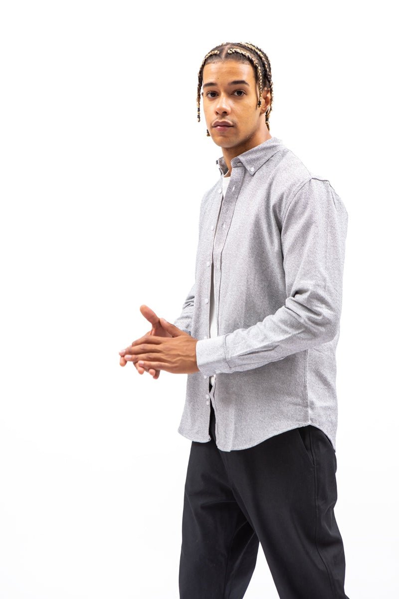 Camisa lisa de otoño en grisCamisas manga largaGrisS