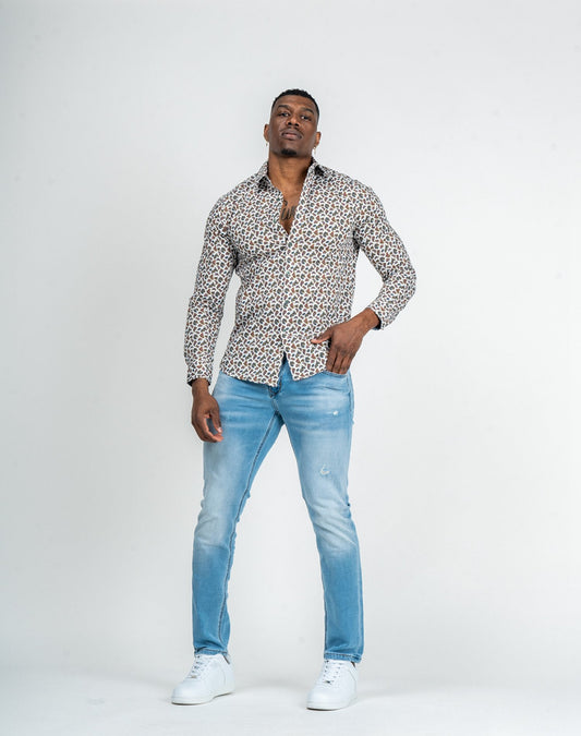 Camisa manga larga de cachemir para hombreCamisas manga largaBlancoS