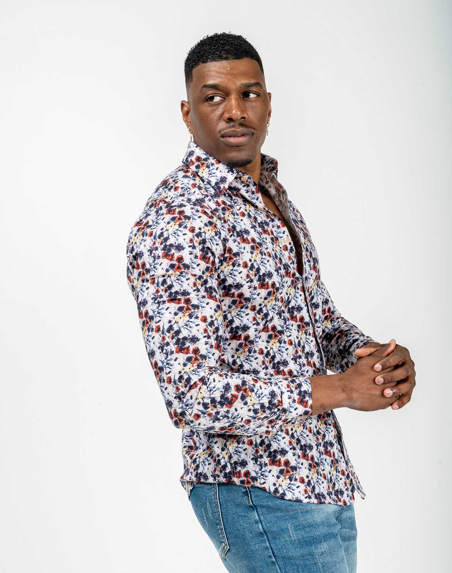 Camisa Hawaiana Camisas Manga Larga Floreadas Hombre Camisas