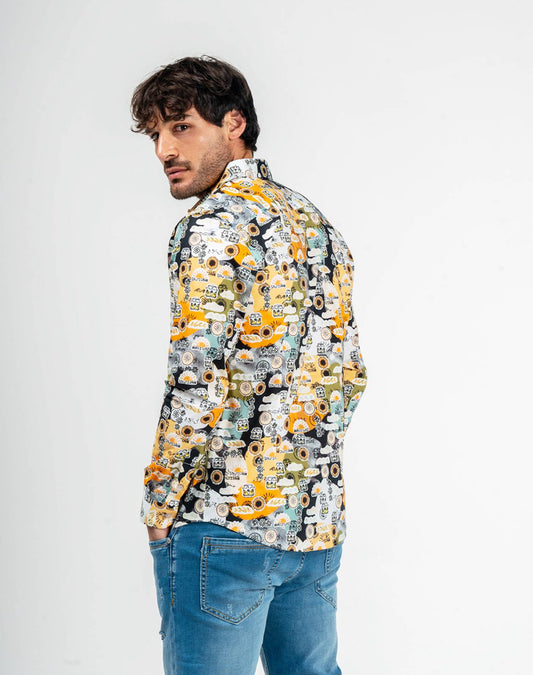 Camisa manga larga hippie para hombreCamisas manga largaNegroS