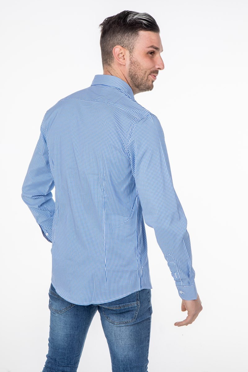 Camisa non-iron de mini cuadros elastizadoCamisas manga largaSNegro