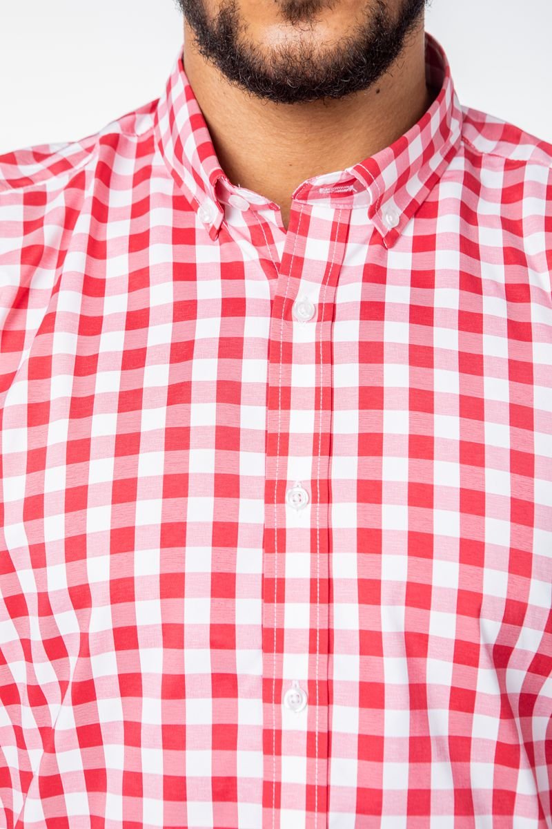 Camisa non-iron elastizado de cuadrosCamisas manga largaSRojo