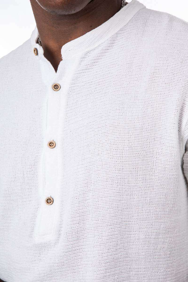 Camisa polera de algodón estilo linoCamisas manga largaBlancoS