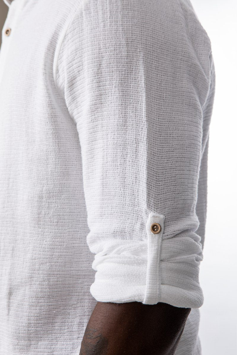 Camisa polera de algodón estilo linoCamisas manga largaBlancoS