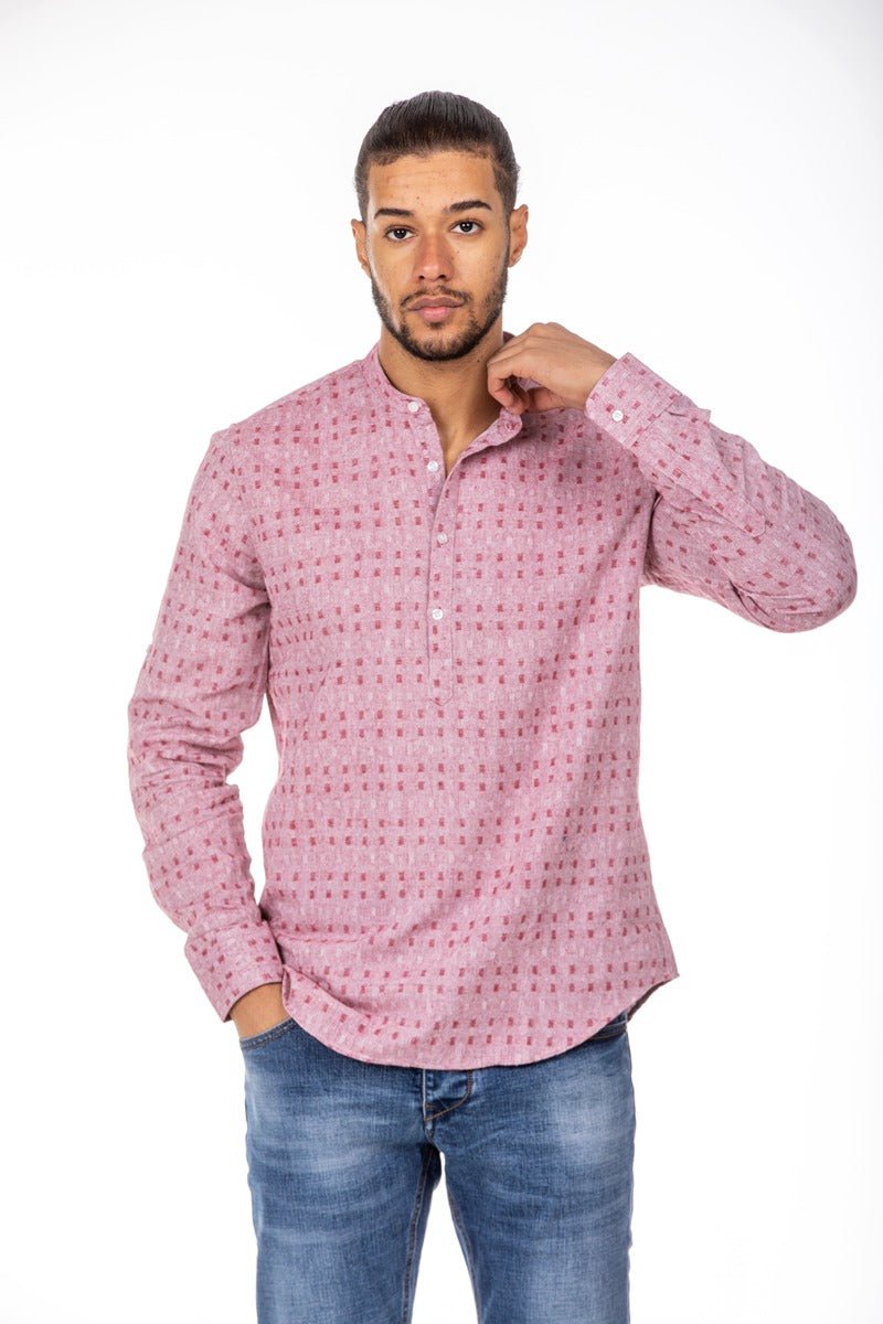 Camisa polera de puntos de cuadrados rojosCamisas manga largaSRojo