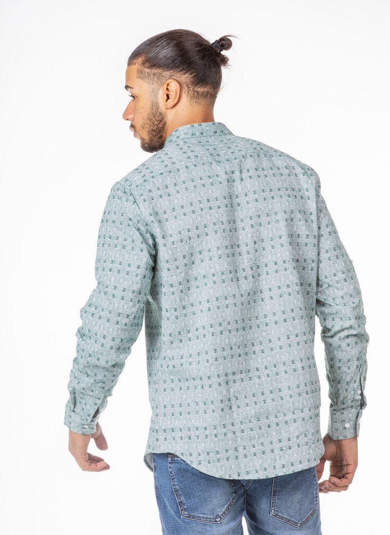Camisa polera de puntos de cuadrados verdesCamisas manga largaSVerde
