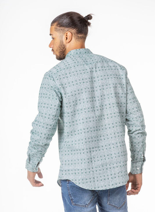 Camisa polera de puntos de cuadrados verdesCamisas manga largaSVerde