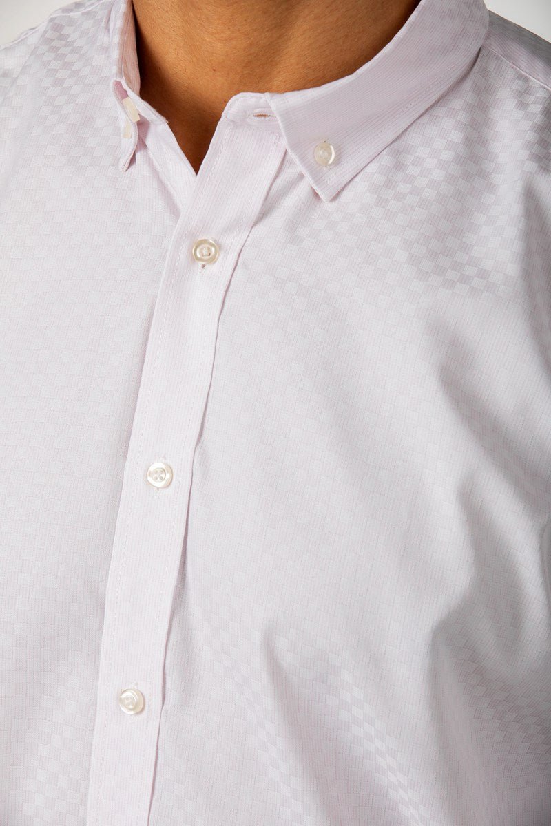Camisa rosa claro de mini cuadrosCamisas manga largaRosaS