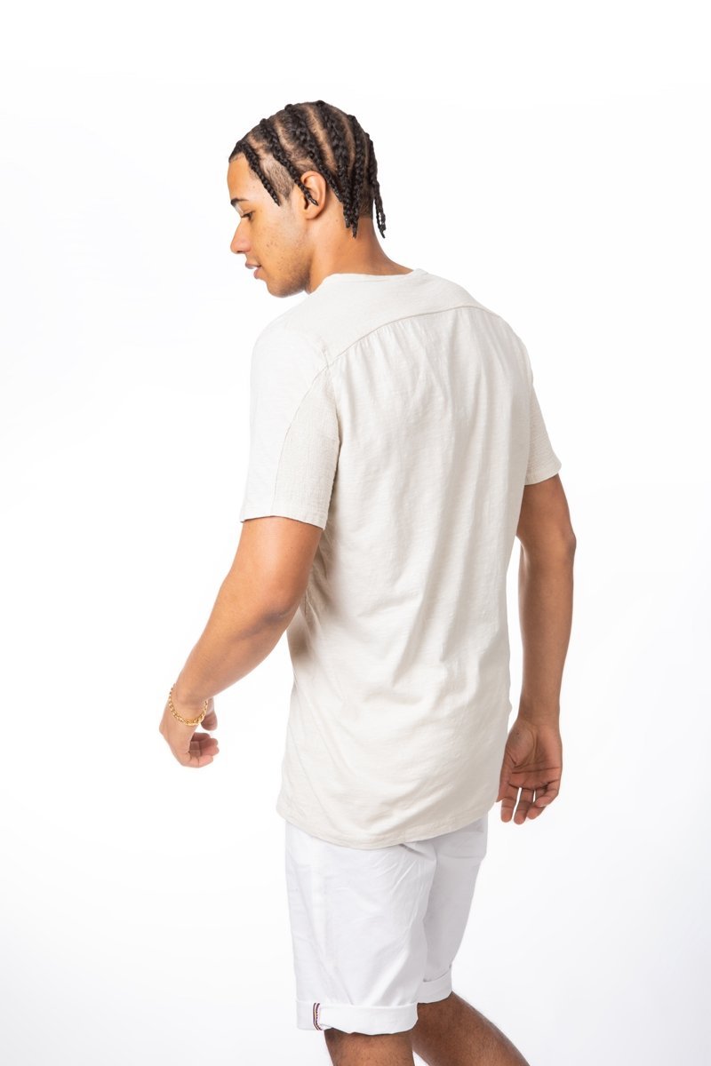 Camiseta de lino partidaCamisetas manga cortaBeisS