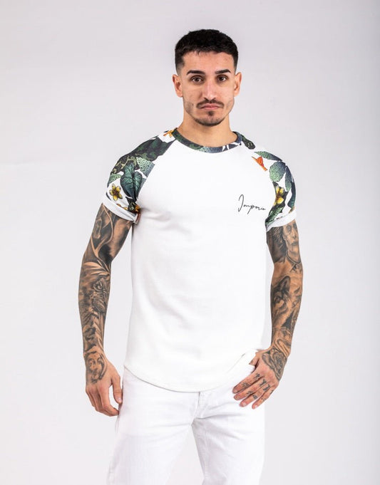 Camiseta imperio de hojas tropicalesCamisetas manga cortaBlancoS