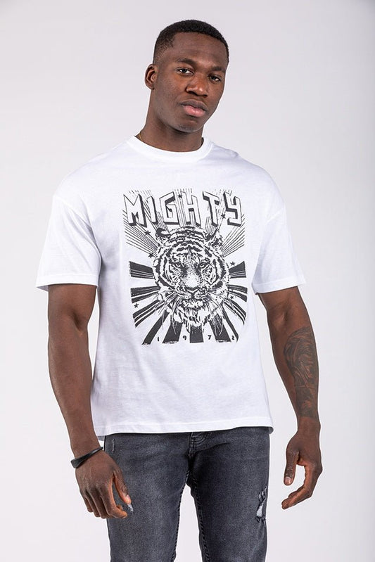 Camiseta oversize de tigre mightyCamisetas manga cortaBlancoS