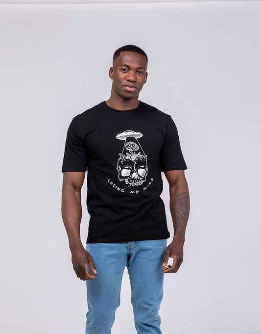 Camiseta vintage de calavera LOSING MY MINDCamisetas manga cortaNegroS