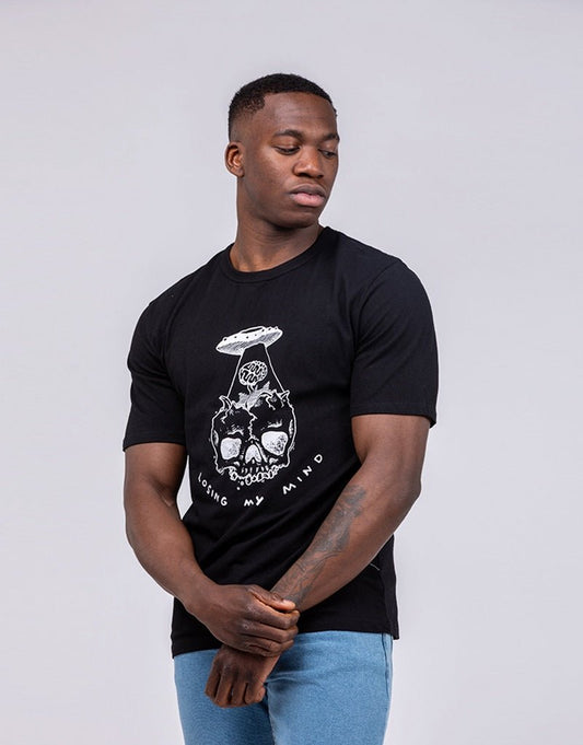 Camiseta vintage de calavera LOSING MY MINDCamisetas manga cortaNegroS